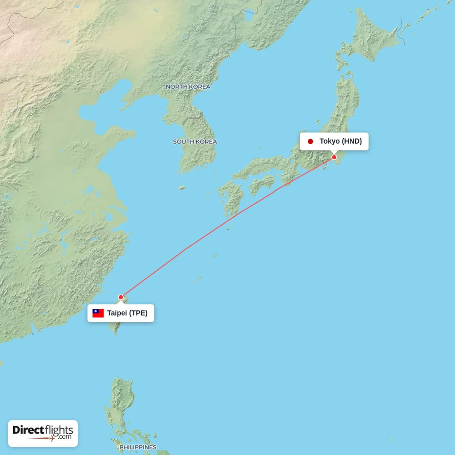 TPE - HND route map