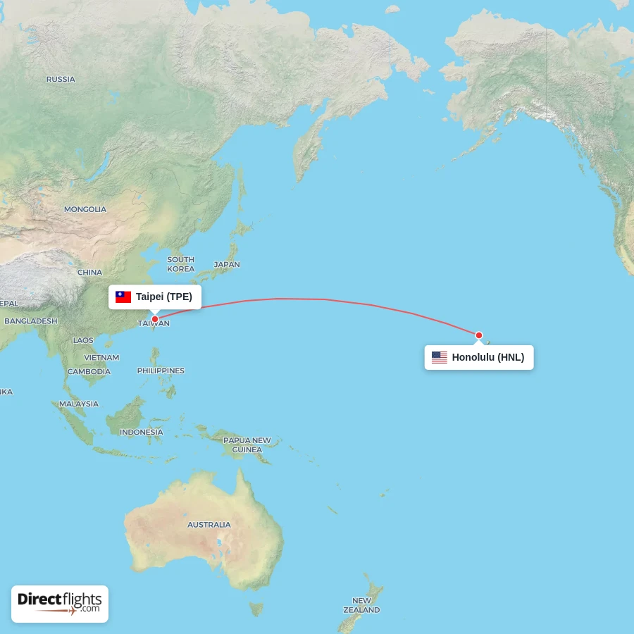 TPE - HNL route map