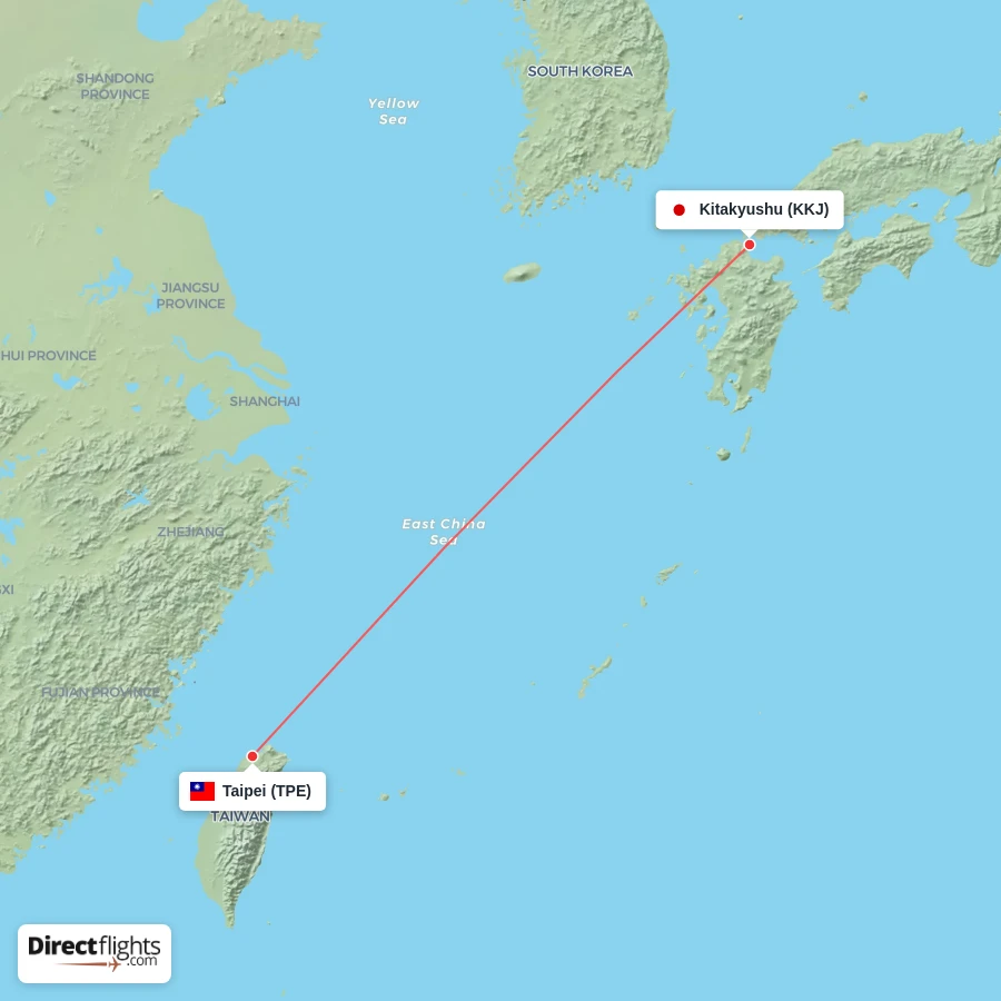 TPE - KKJ route map