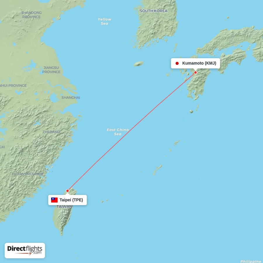 TPE - KMJ route map