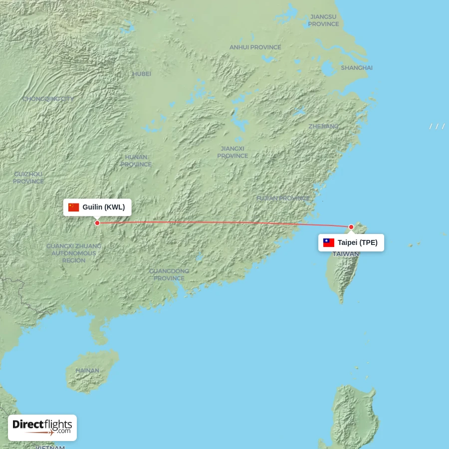 TPE - KWL route map
