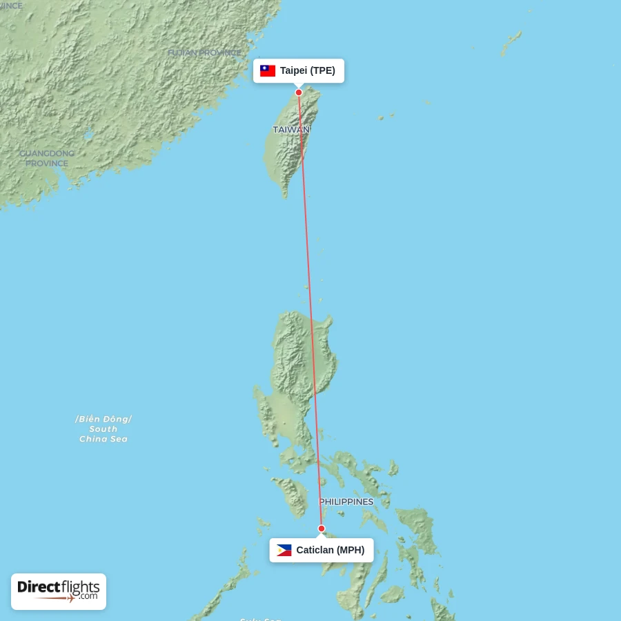TPE - MPH route map