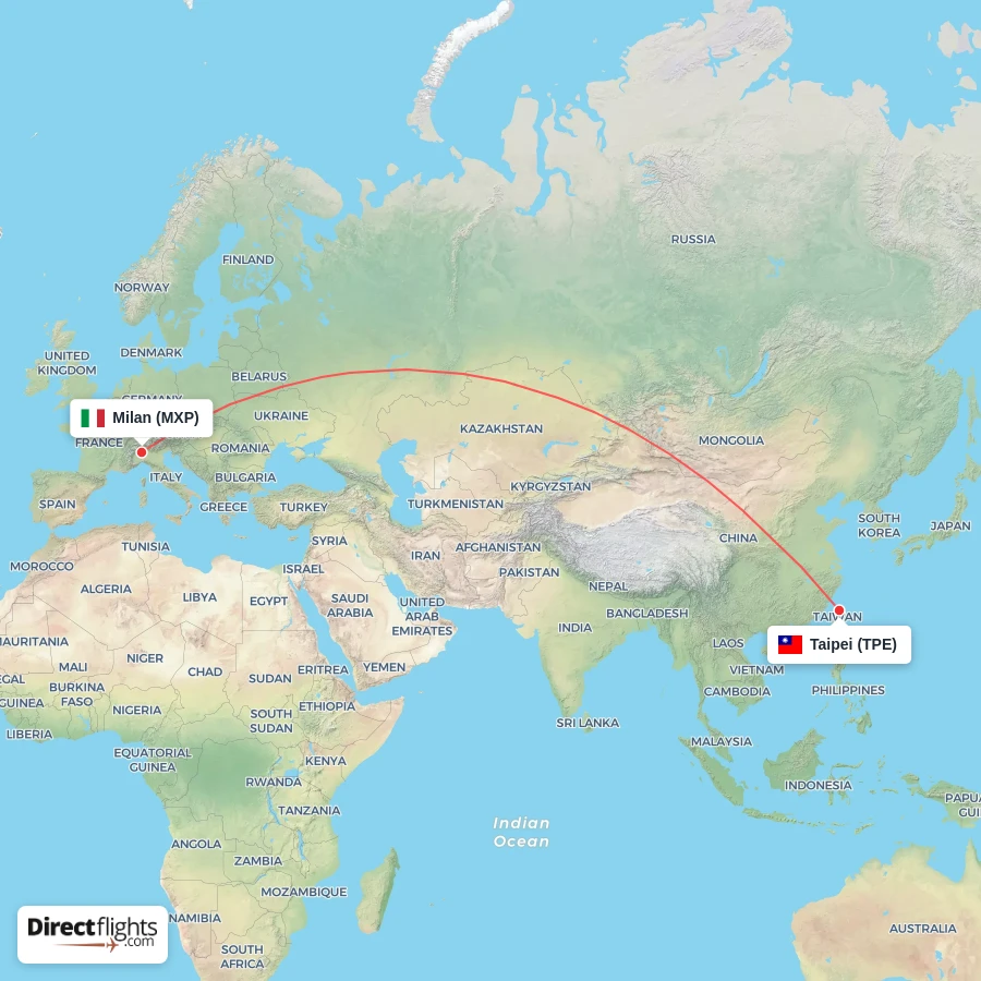 TPE - MXP route map