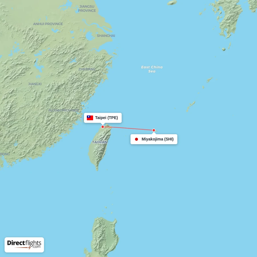 TPE - SHI route map