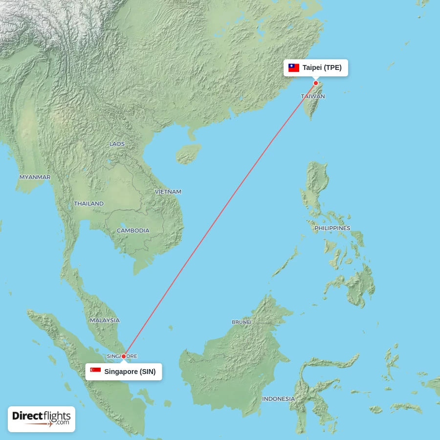 TPE - SIN route map