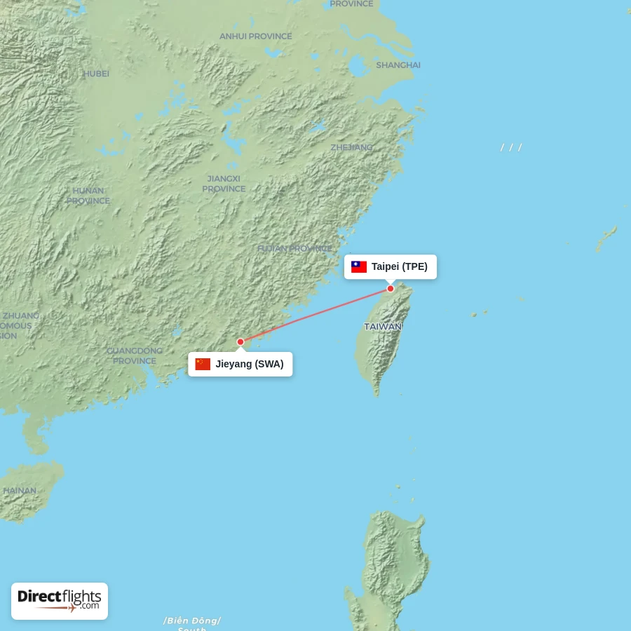 TPE - SWA route map