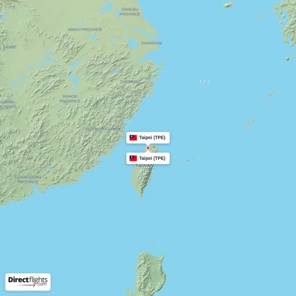 Taipei - Taipei direct flight map