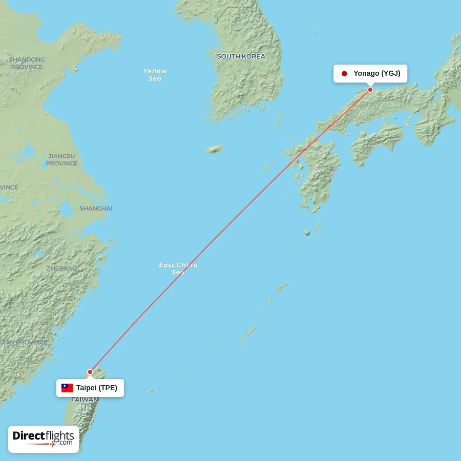 TPE - YGJ route map