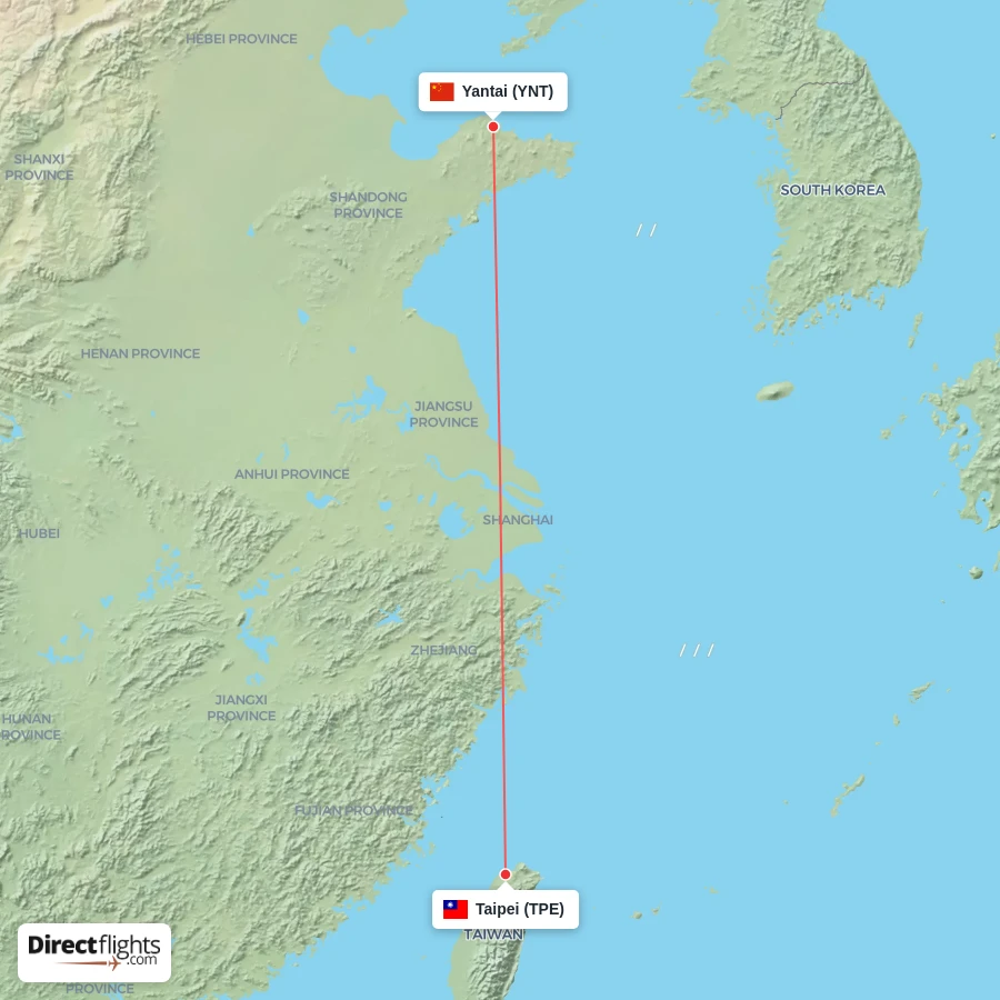 TPE - YNT route map