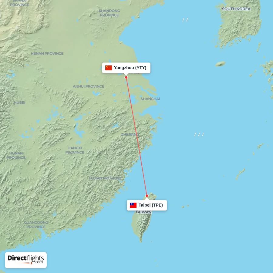 TPE - YTY route map