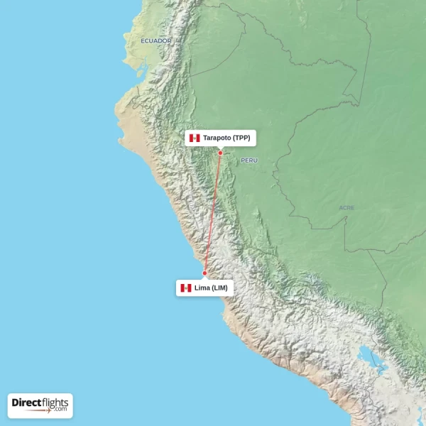 Tarapoto - Lima direct flight map