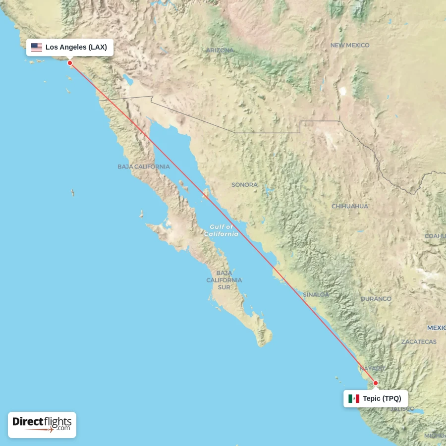TPQ - LAX route map