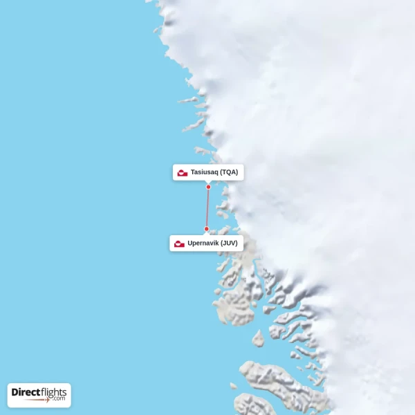 Tasiusaq - Upernavik direct flight map