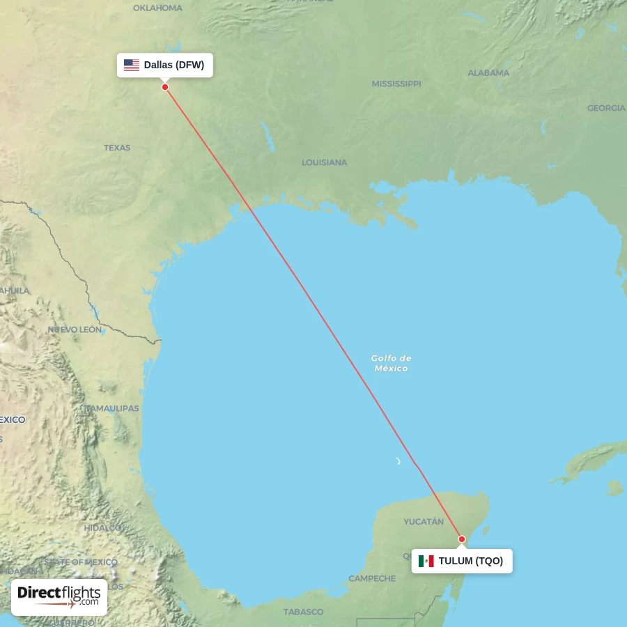 TQO - DFW route map