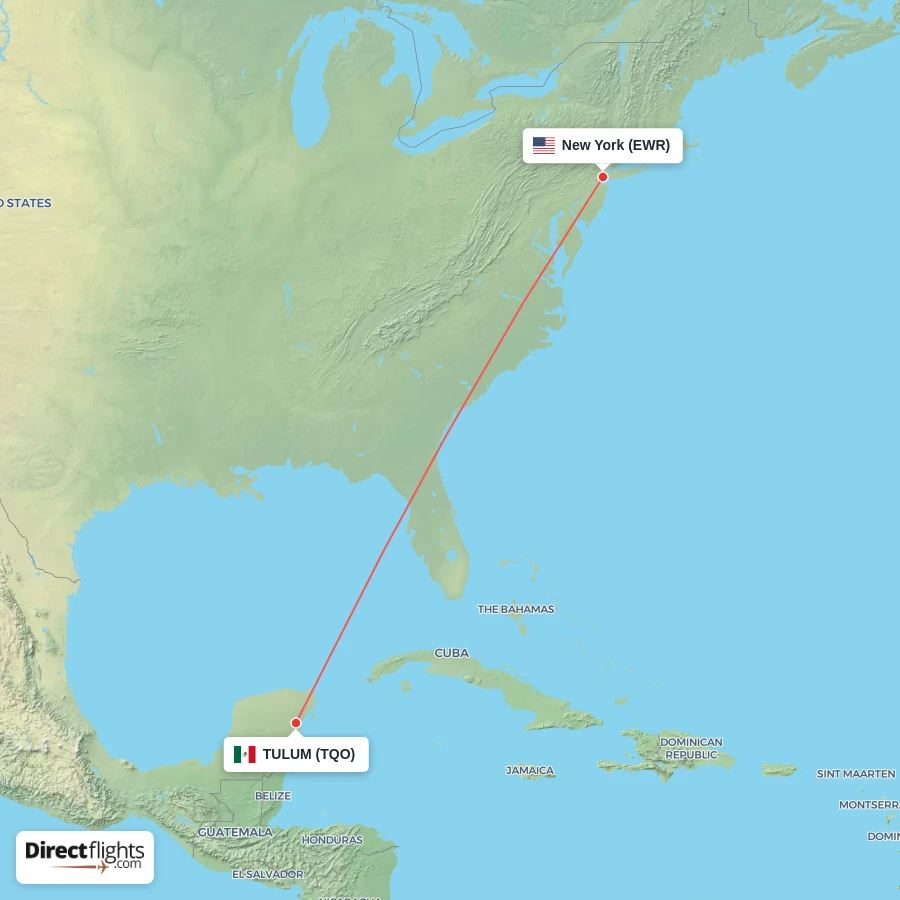 TQO - EWR route map