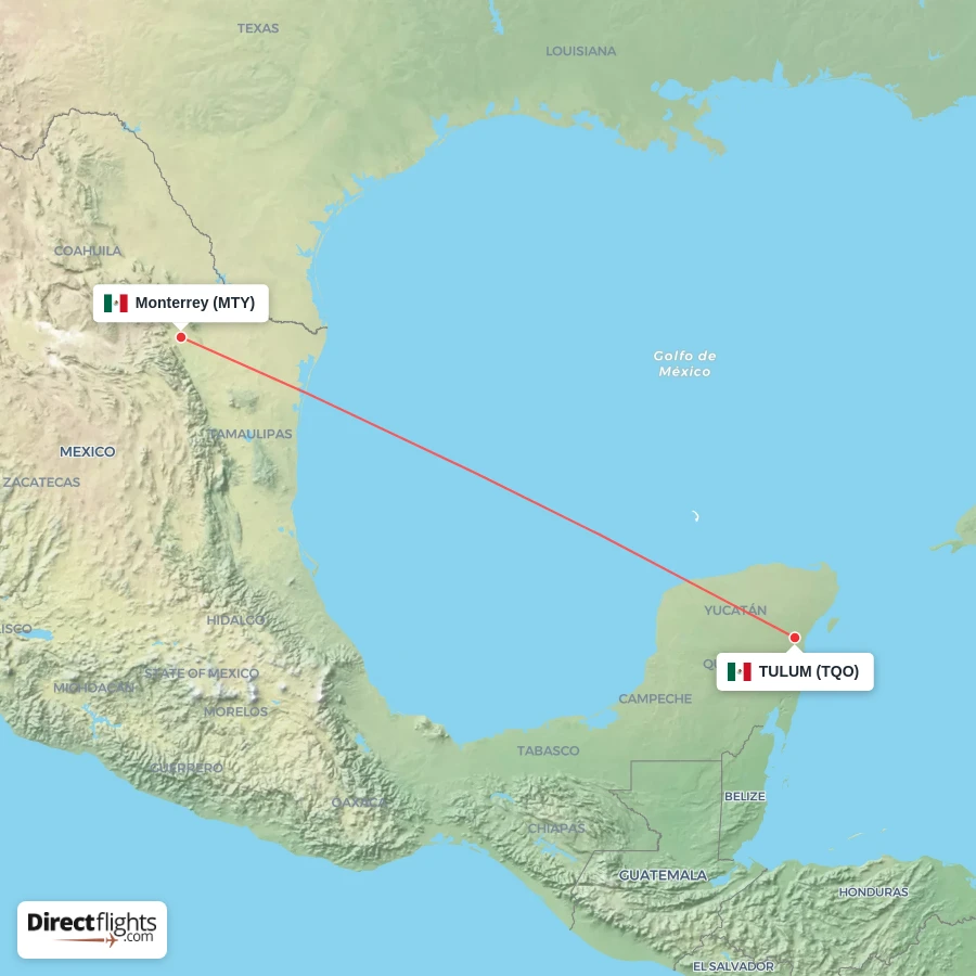 TQO - MTY route map