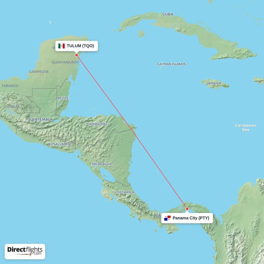TQO - PTY route map