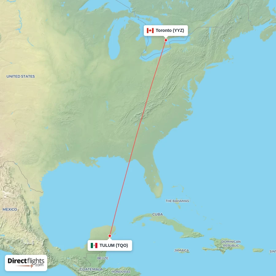 TQO - YYZ route map