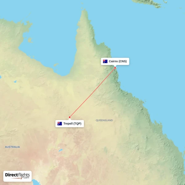 Trepell - Cairns direct flight map