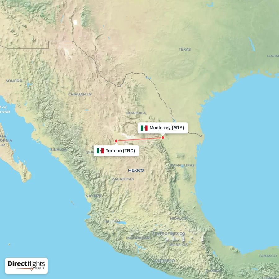TRC - MTY route map