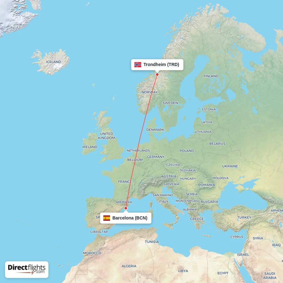 TRD - BCN route map