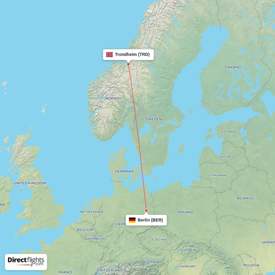 TRD - BER route map