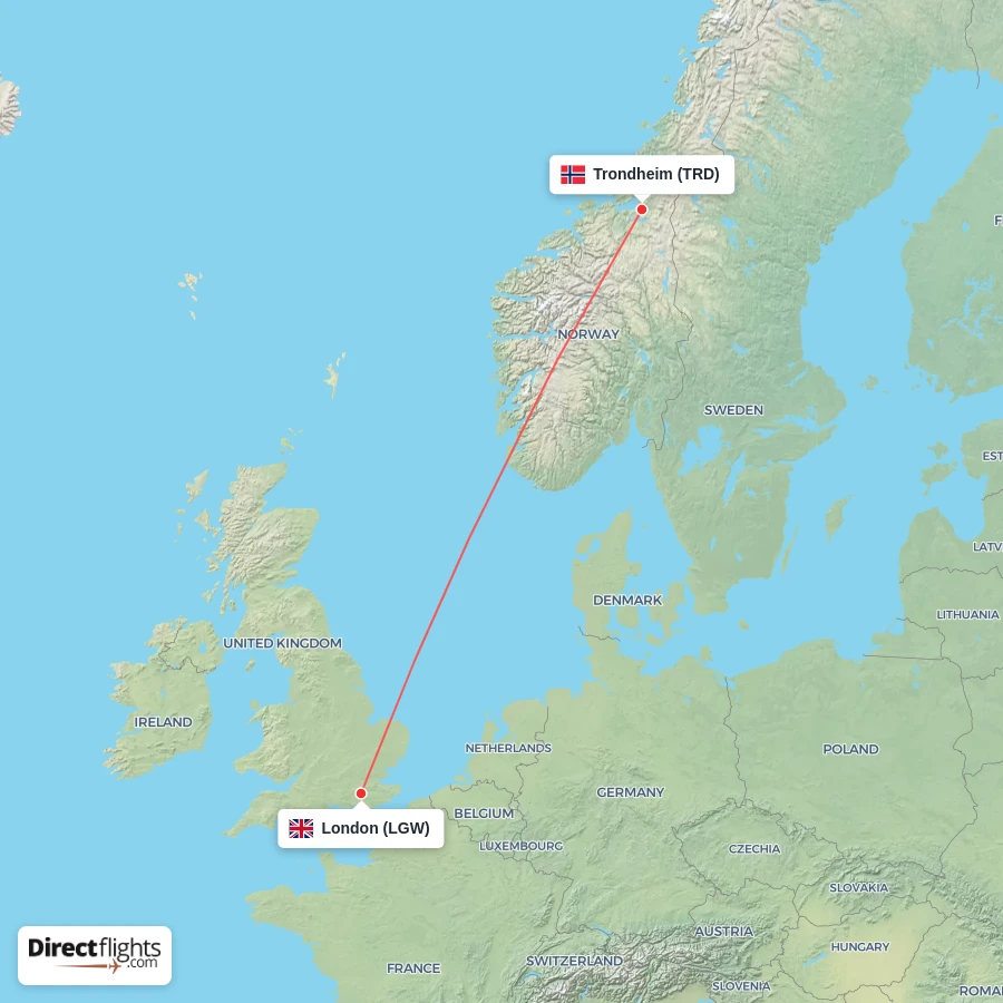 TRD - LGW route map