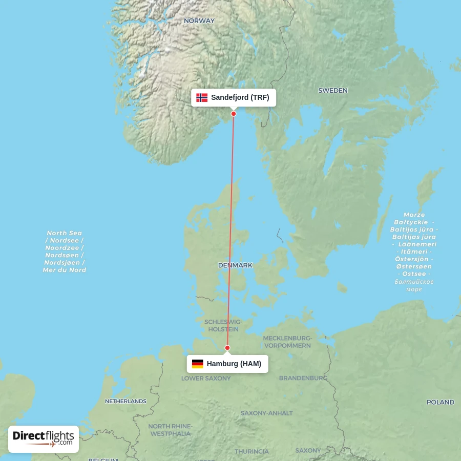 TRF - HAM route map