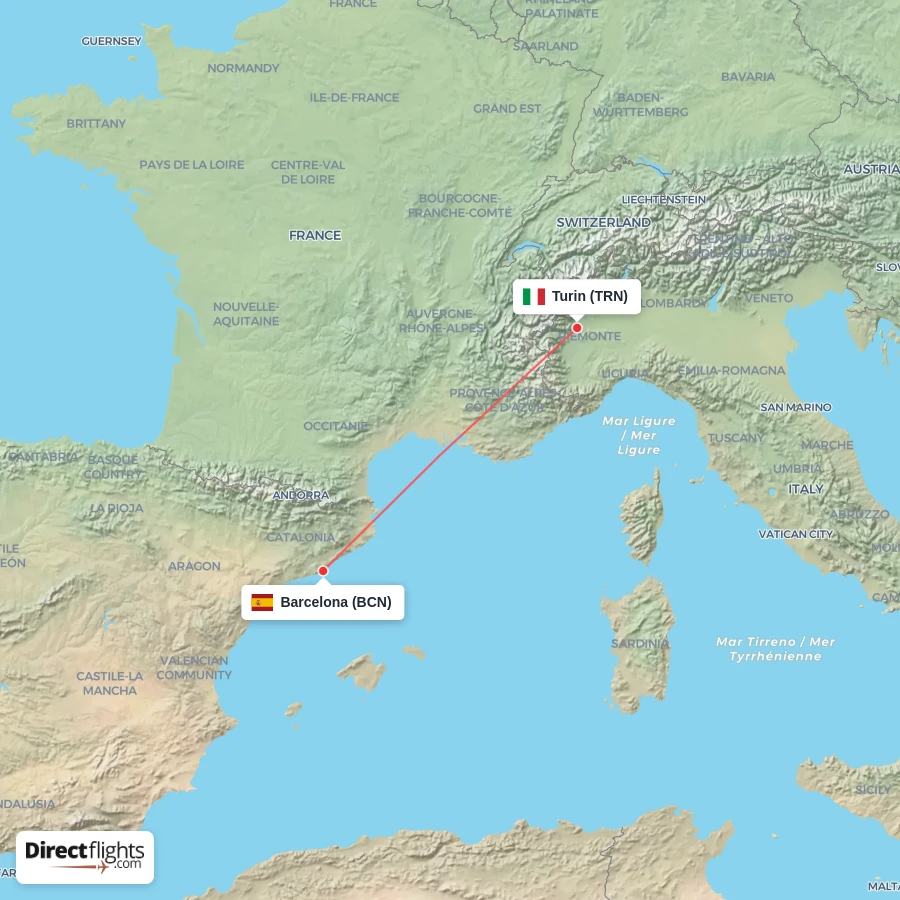 TRN - BCN route map