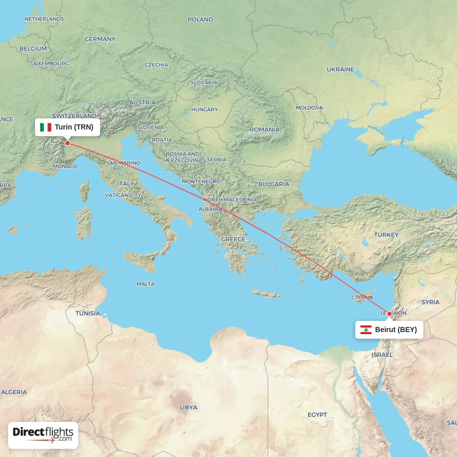 TRN - BEY route map