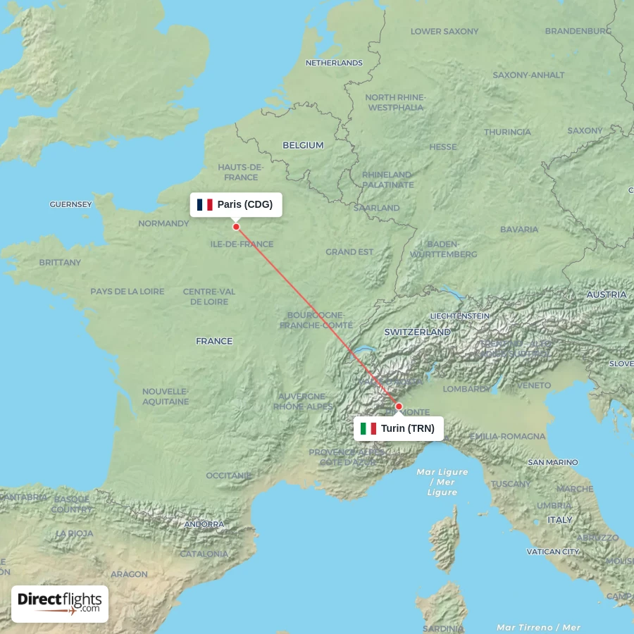 TRN - CDG route map