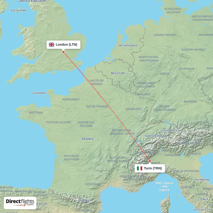 TRN - LTN route map