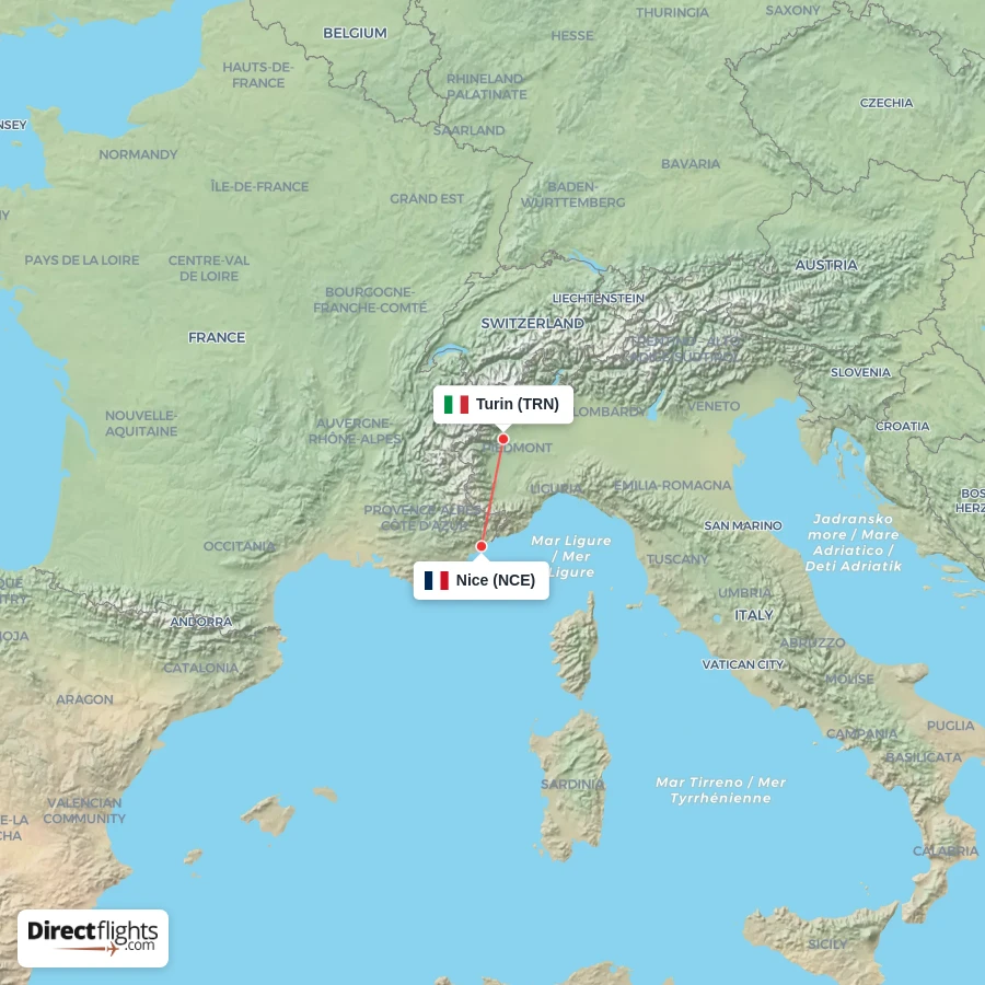 TRN - NCE route map