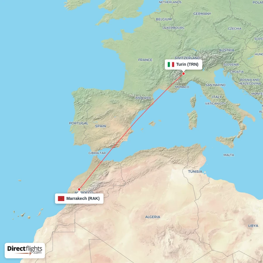 TRN - RAK route map
