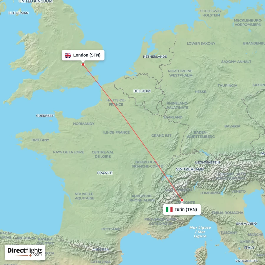 TRN - STN route map