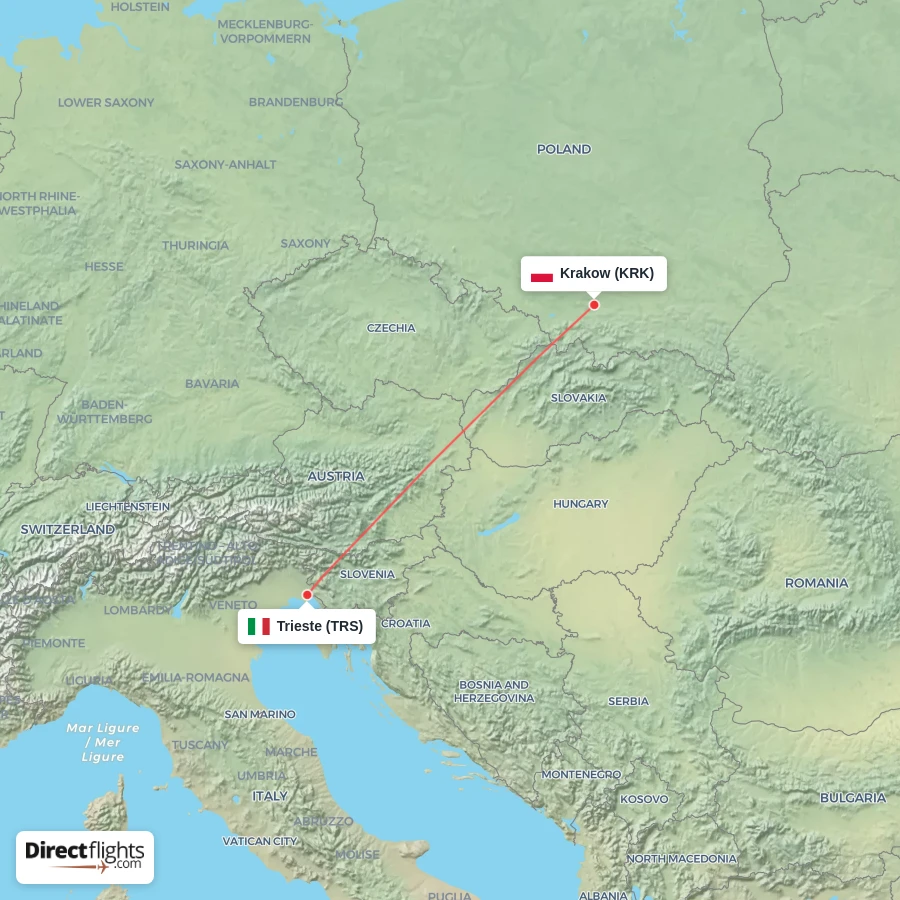 TRS - KRK route map