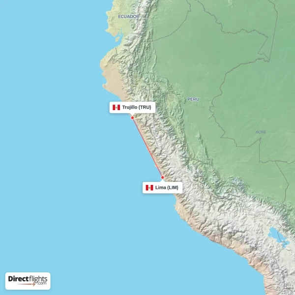 Trujillo - Lima direct flight map
