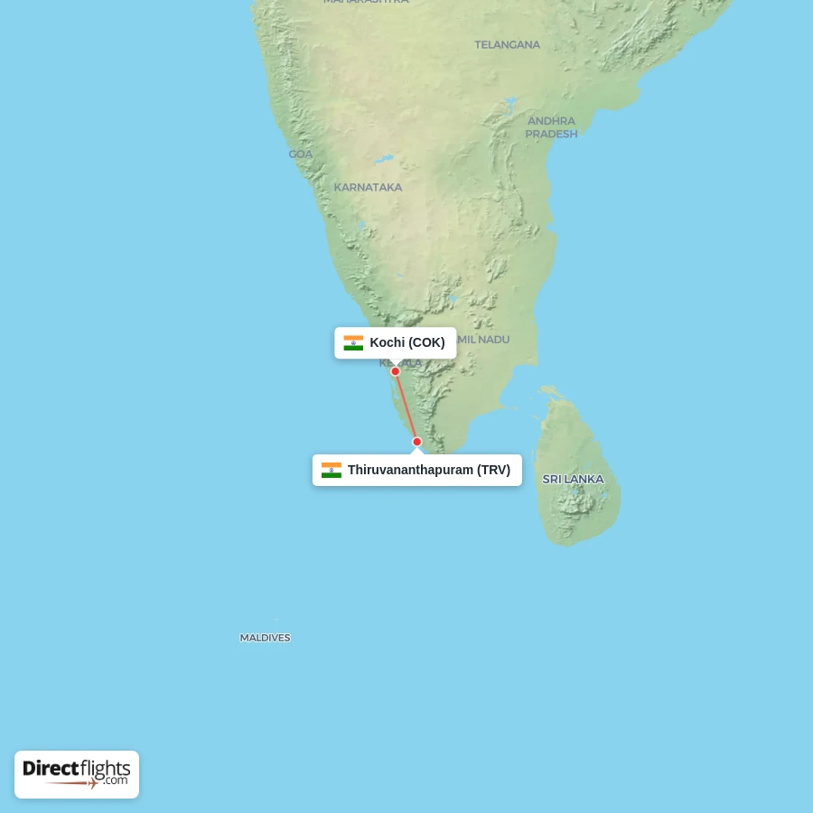 TRV - COK route map