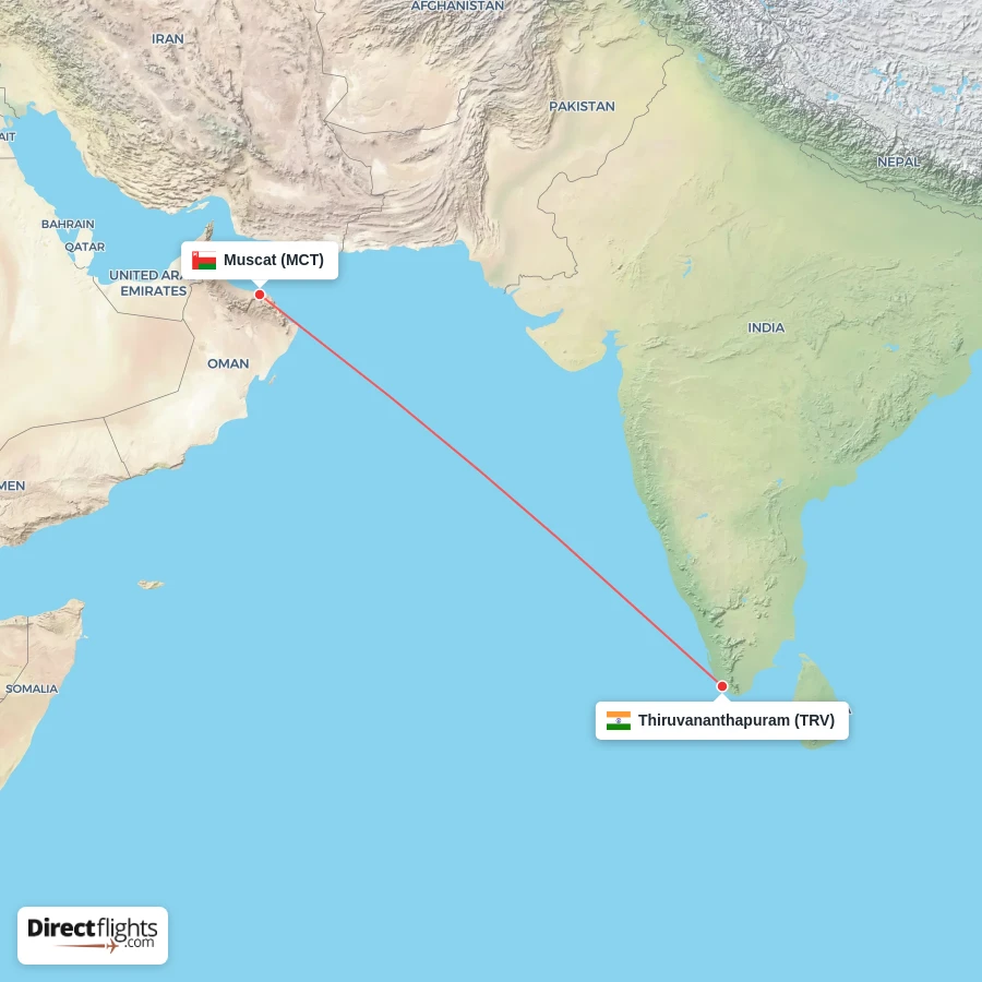 TRV - MCT route map