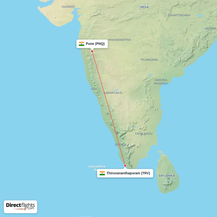 TRV - PNQ route map