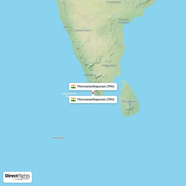Thiruvananthapuram - Thiruvananthapuram direct flight map