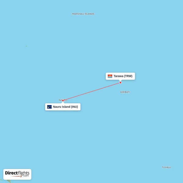 Tarawa - Nauru Island direct flight map