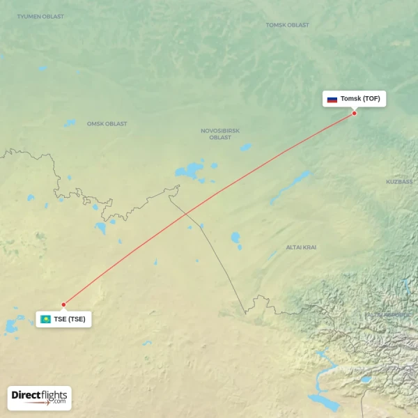 TSE - Tomsk direct flight map
