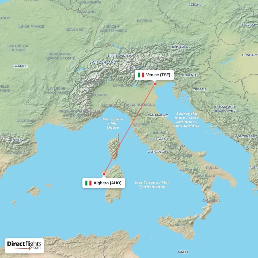 TSF - AHO route map