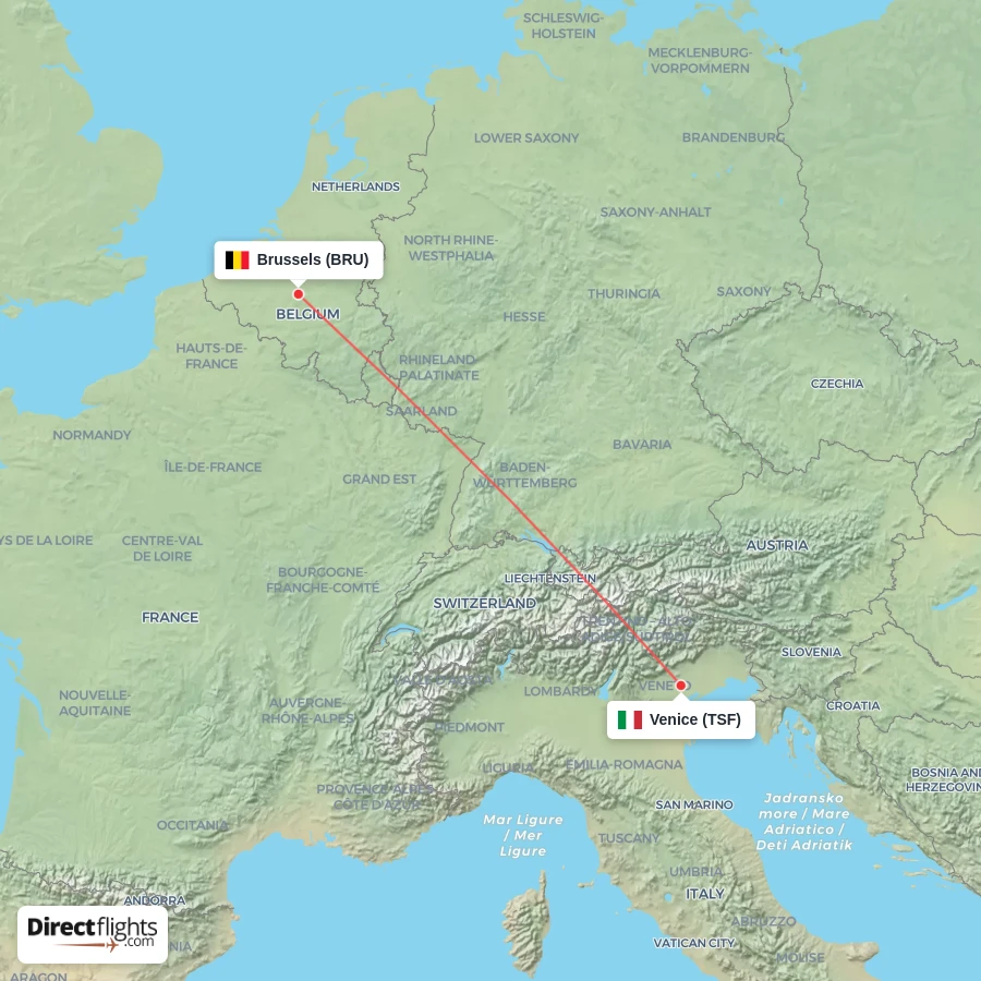 TSF - BRU route map
