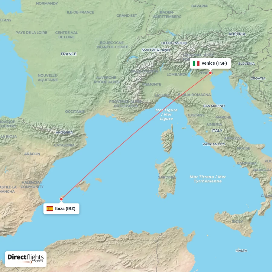TSF - IBZ route map
