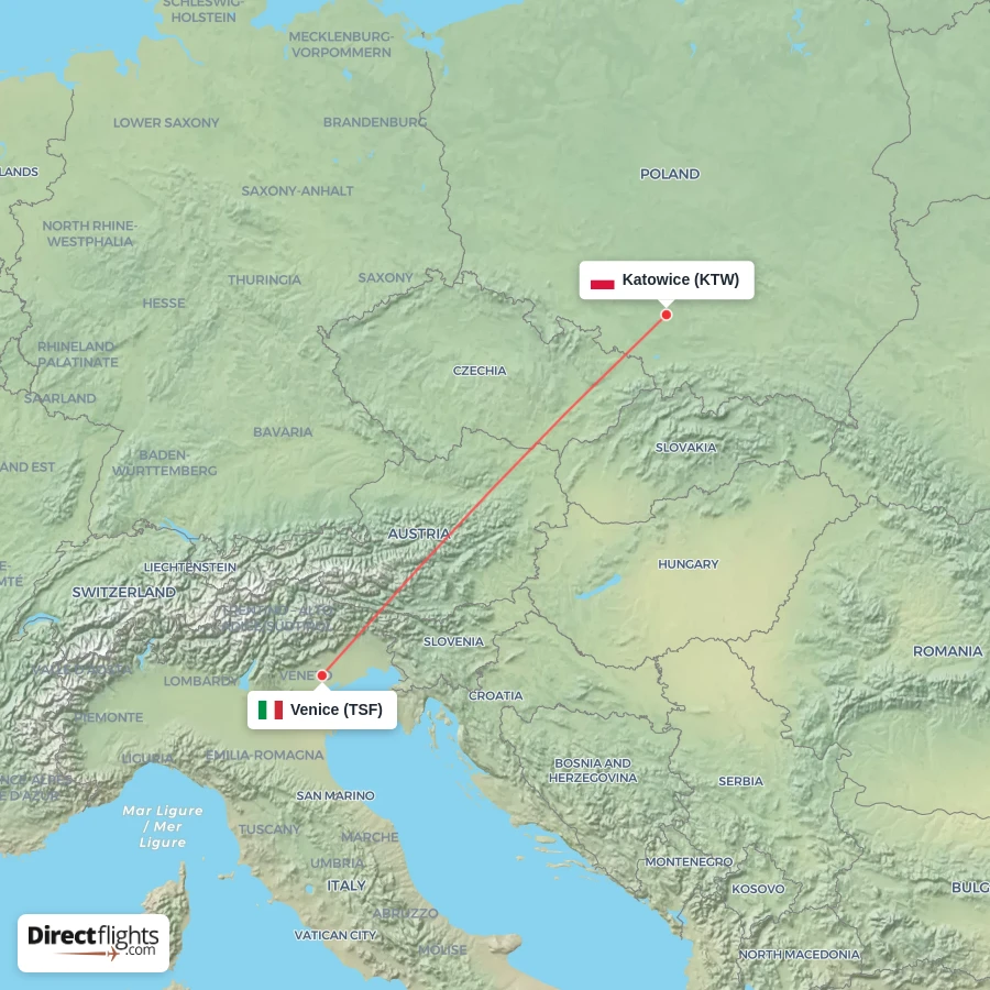 TSF - KTW route map