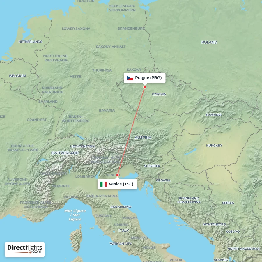TSF - PRG route map