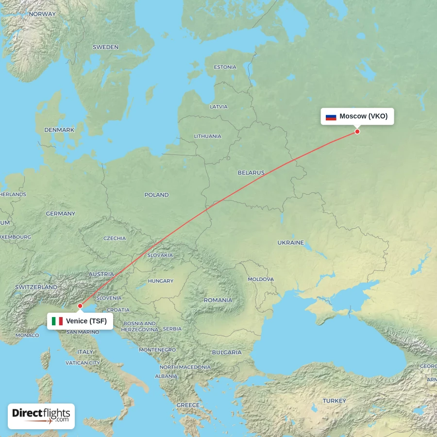 TSF - VKO route map