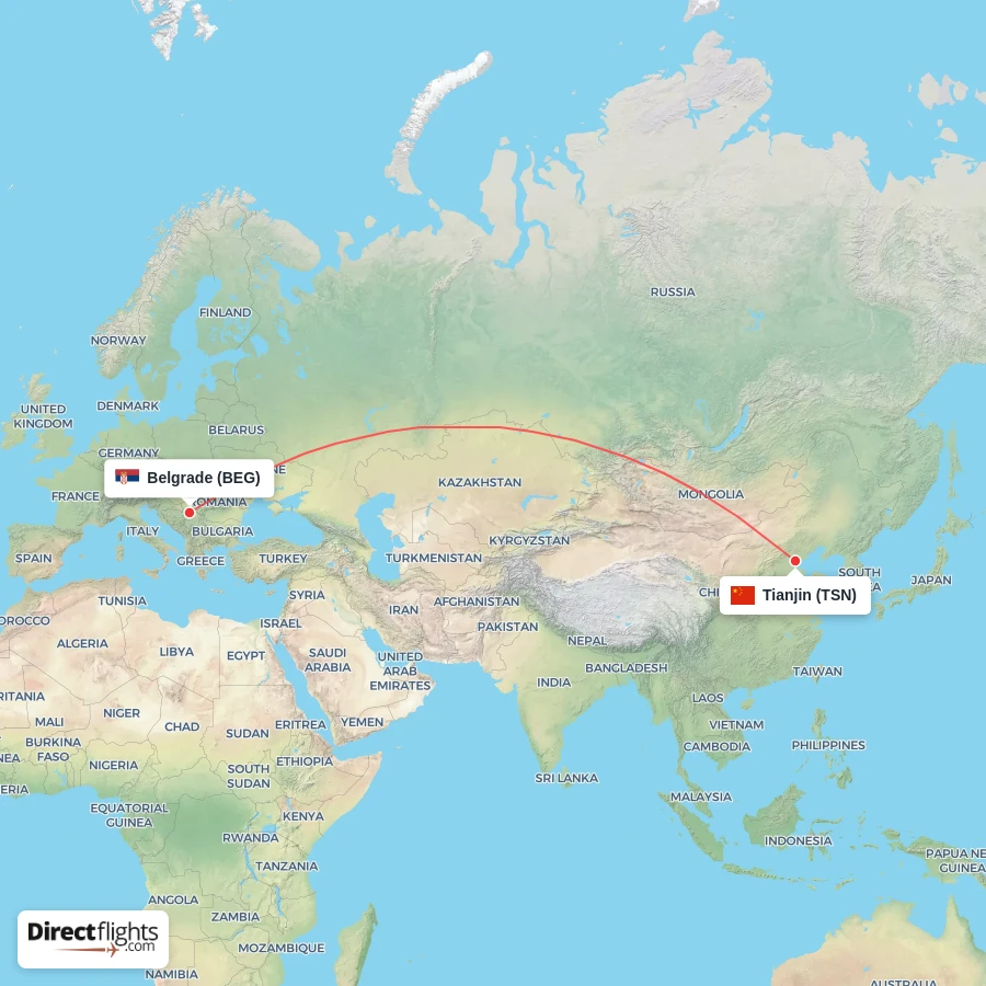 TSN - BEG route map